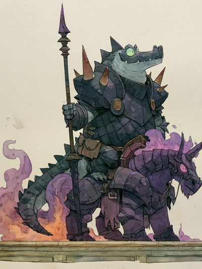 Armored Crocodile Knight Print.