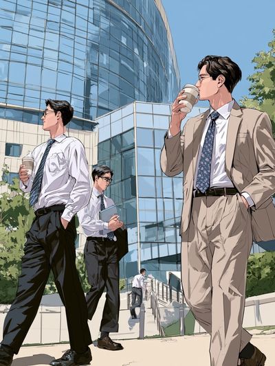 Businessmen City Walk Illustration Poster. poster