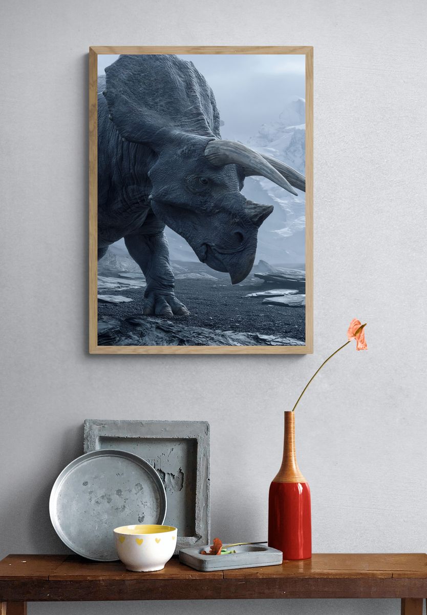Triceratops in Ice Mist Print. — room view 3
