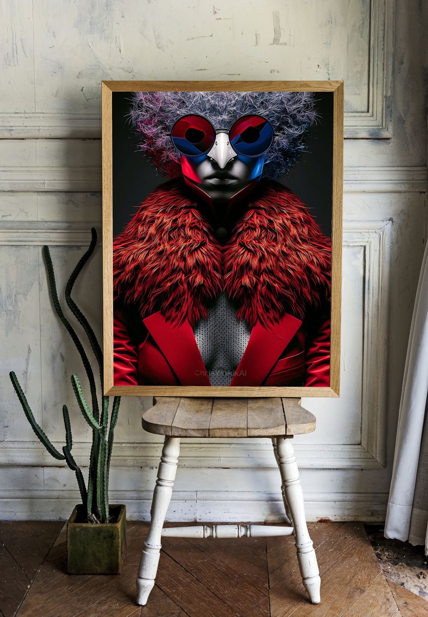 Futuristic Portrait Illustration Poster. room preview