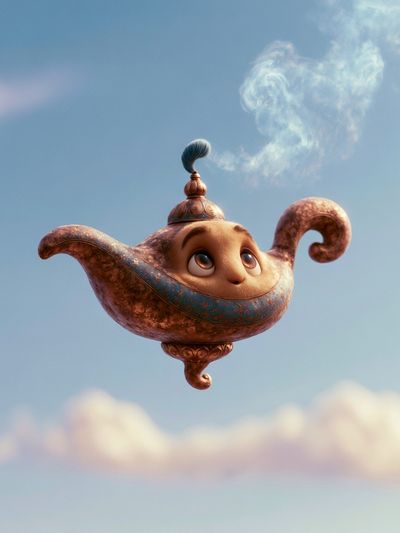 Floating Genie Lamp Illustration Poster. poster