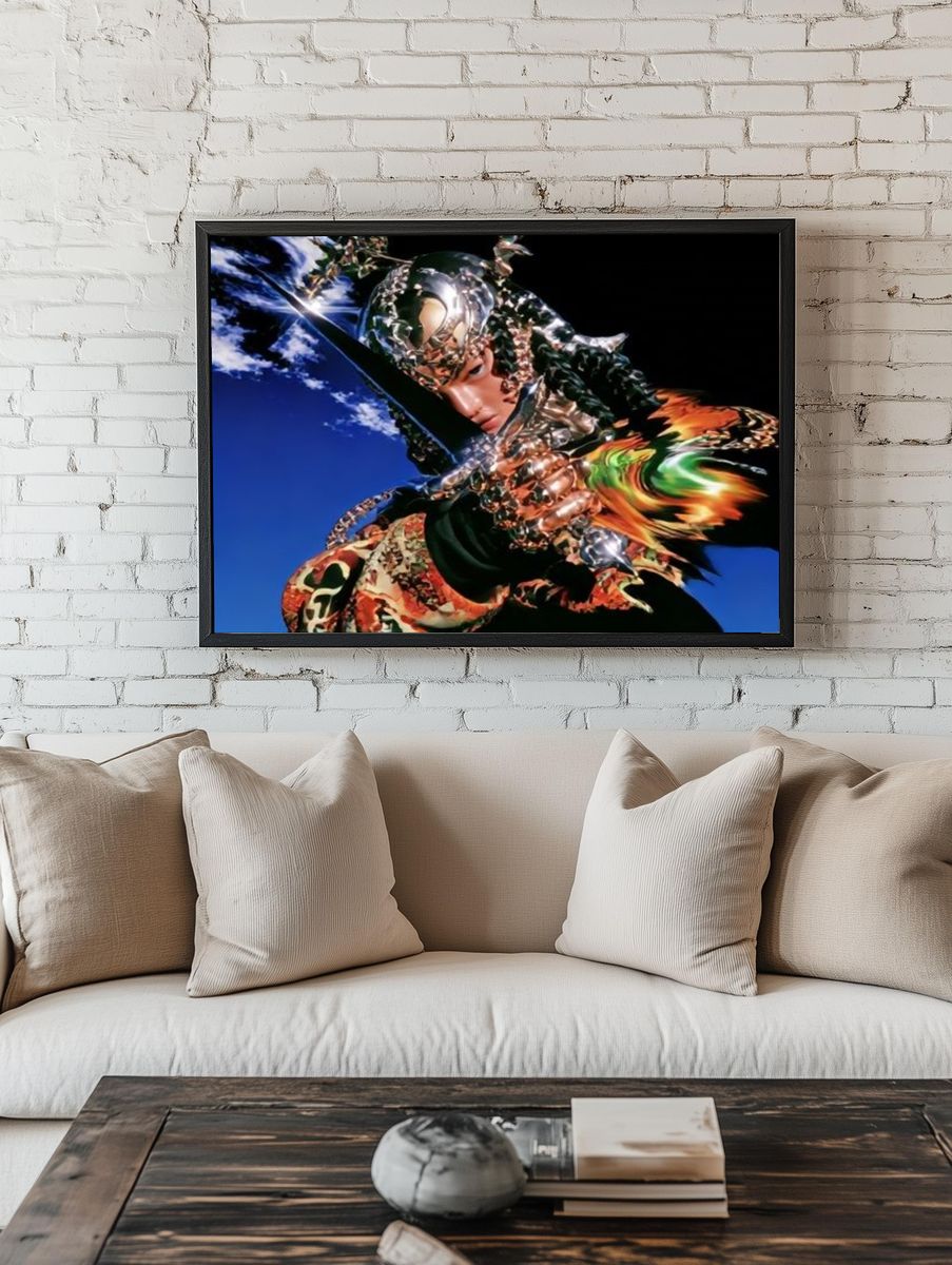 Surreal Chrome Figure Illustration Poster. — room view 1