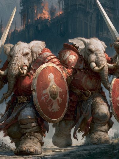 Elephant Warriors Fantasy Illustration Poster.