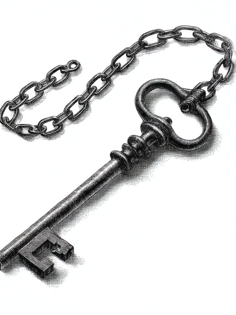 Antique Skeleton Key Illustration Print. poster detail