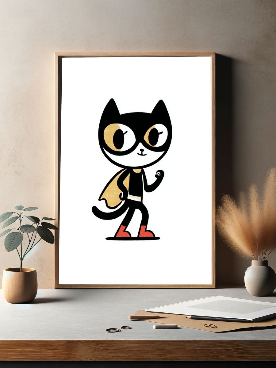 Super Cat Cartoon Print. — room view 2