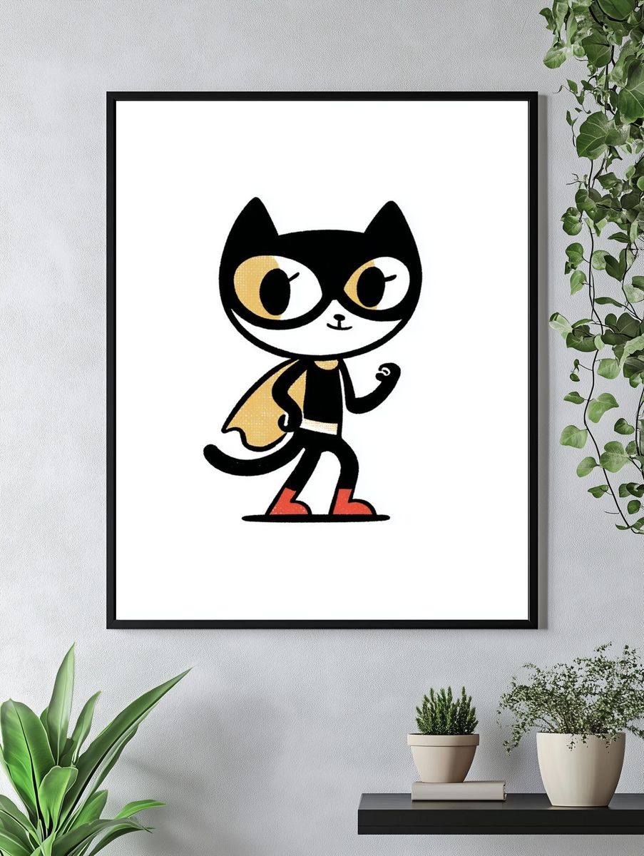 Super Cat Cartoon Print. — room view 4