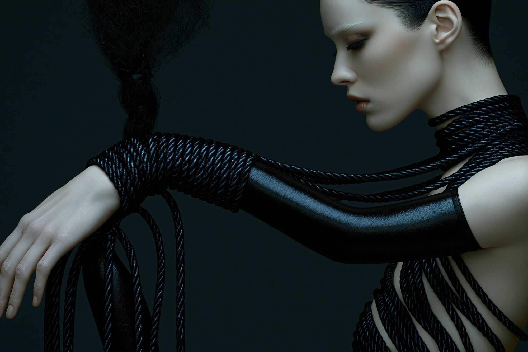 Surreal Rope Portrait Print. poster — illustration art