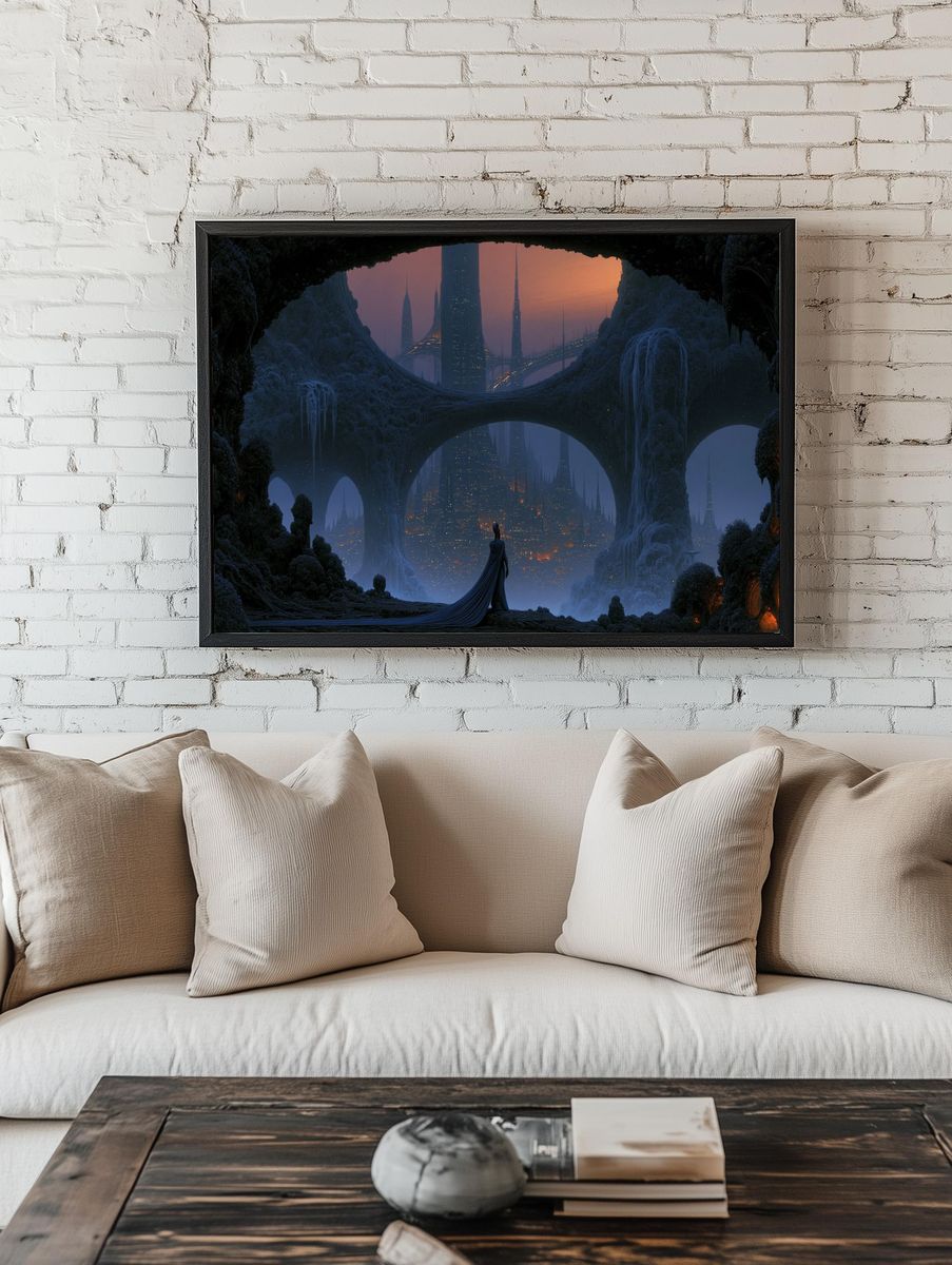 Futuristic Cityscape — Sci-Fi Print. room preview