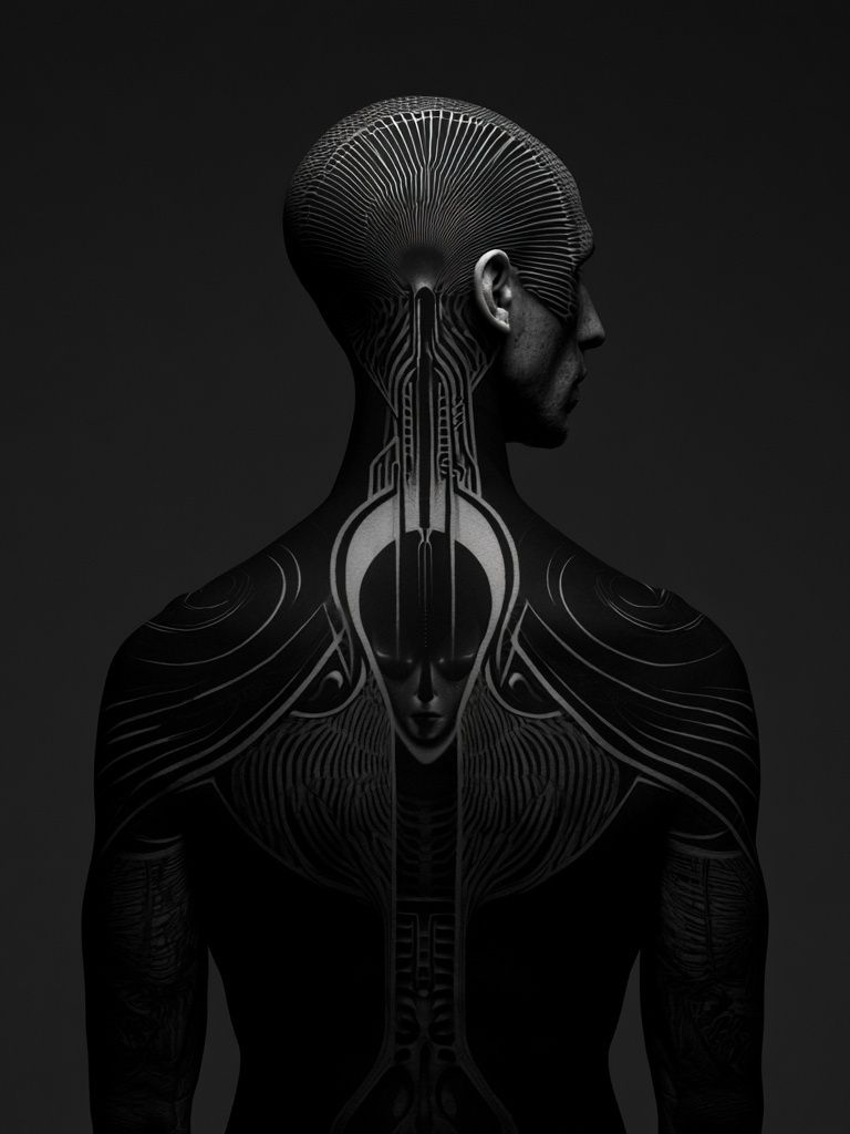 Surreal Cybernetic Figure Poster. poster detail