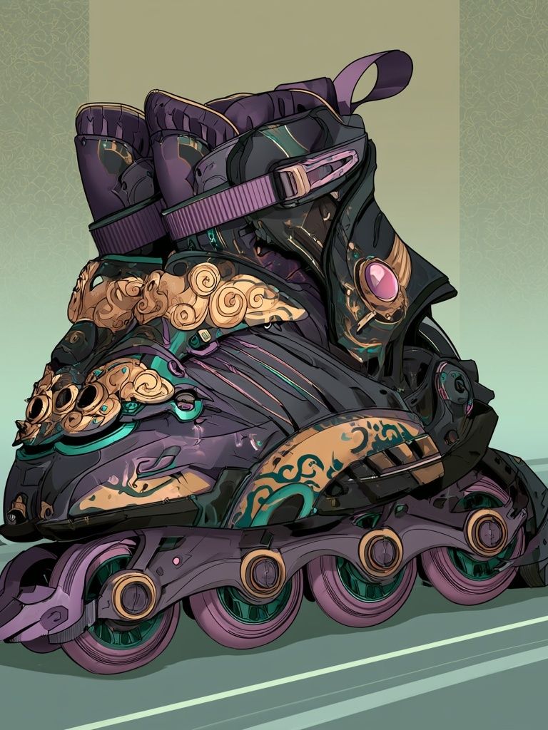 Ornate Roller Skate Illustration Poster. poster detail