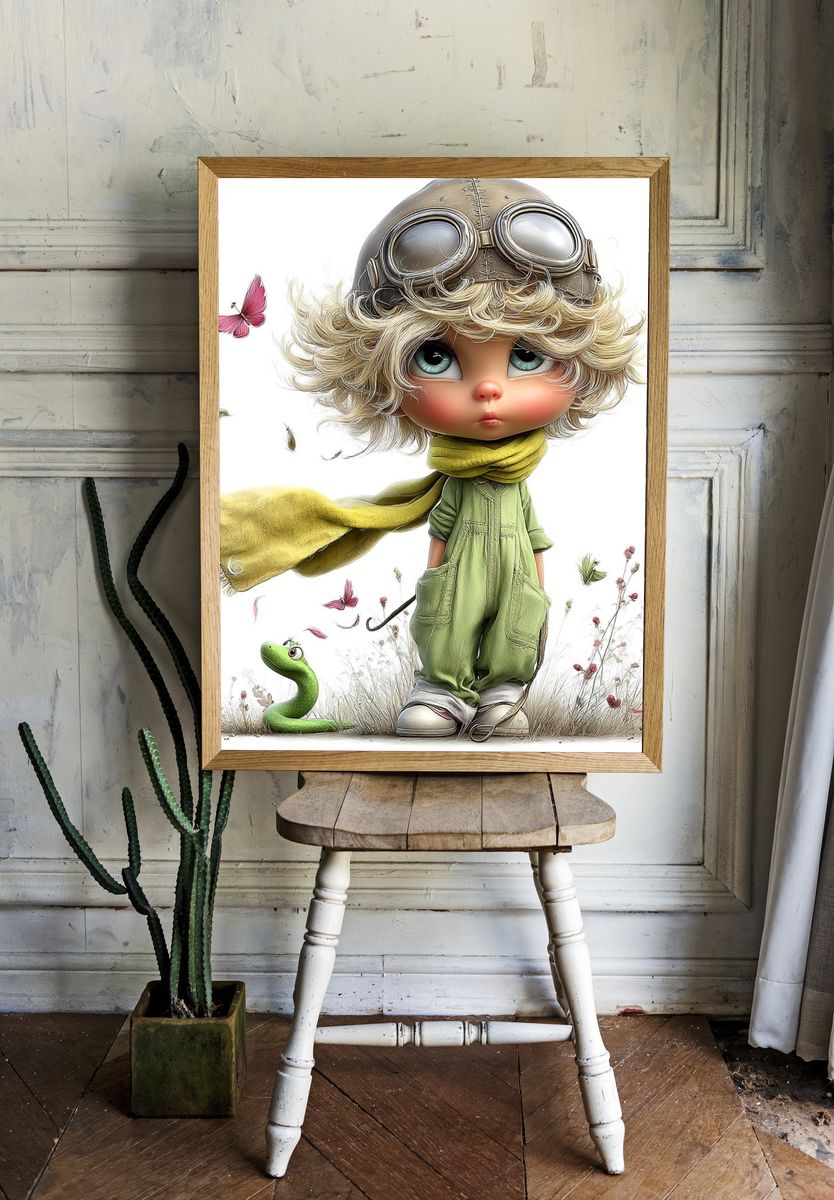 Whimsical Aviator Child Illustration Poster. room preview