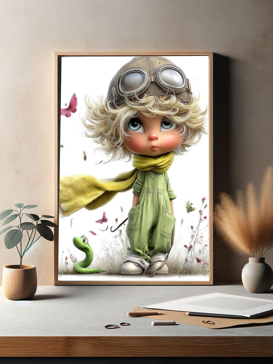 Whimsical Aviator Child Illustration Poster. — room view 2