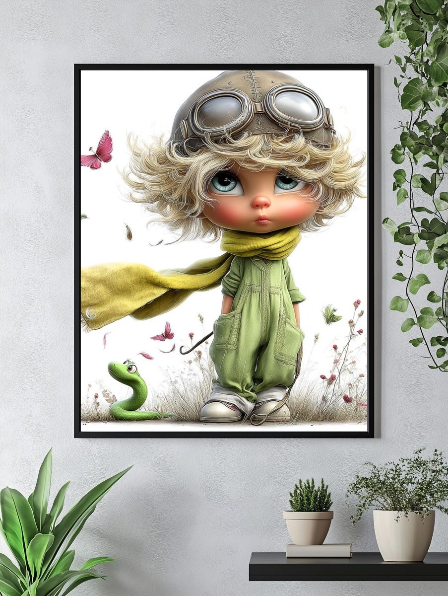 Whimsical Aviator Child Illustration Poster. — room view 4