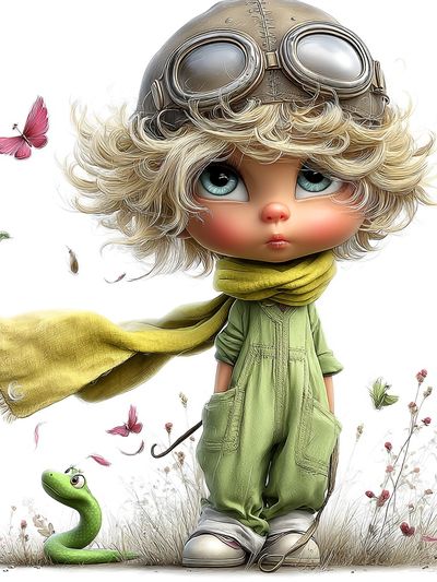 Whimsical Aviator Child Illustration Poster.