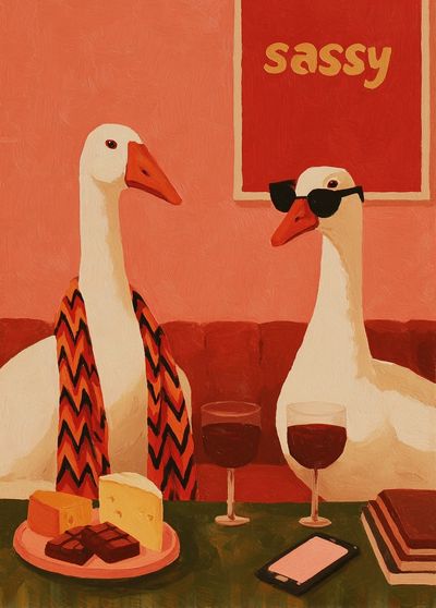 Sassy Geese Illustration Poster.