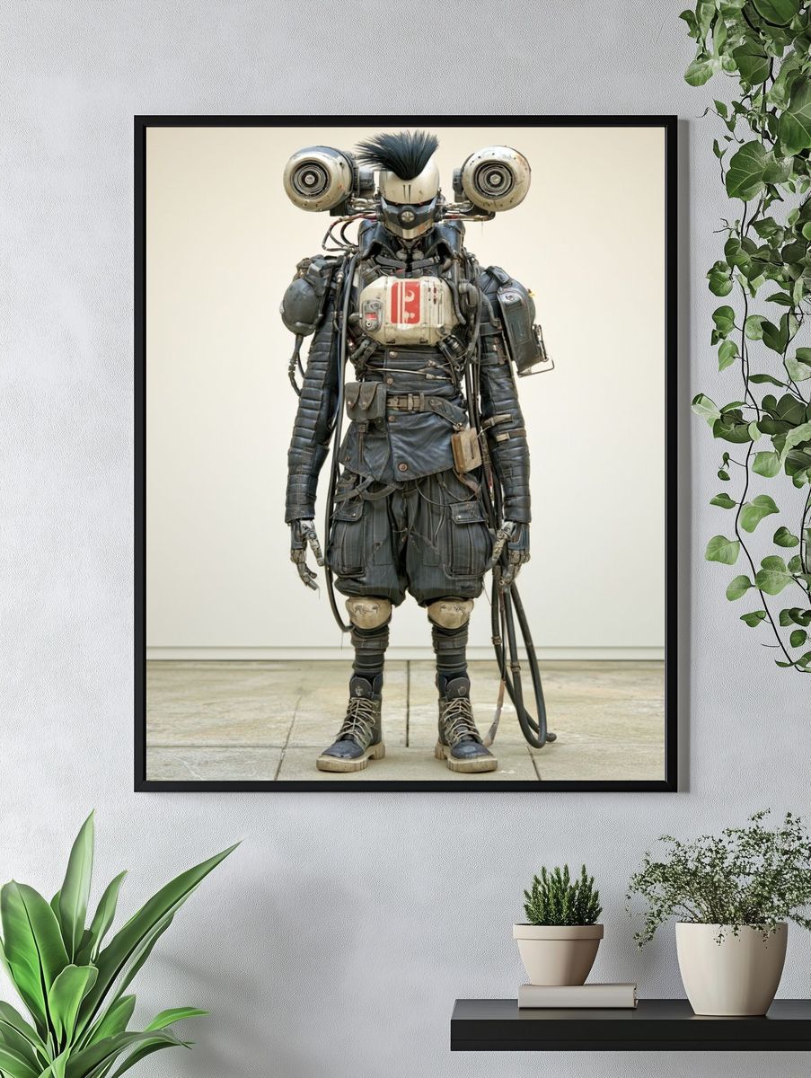 Cyberpunk Robot Figure Poster. — room view 4