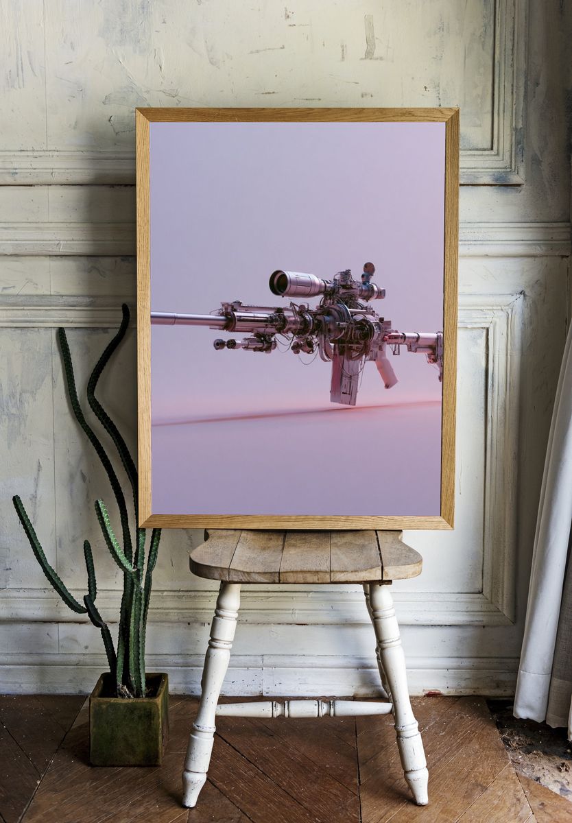 Futuristic Rifle Digital Art Print. room preview