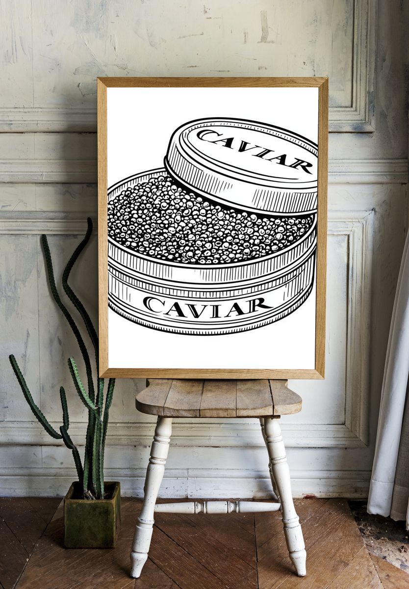 Caviar Tin Illustration Poster. room preview