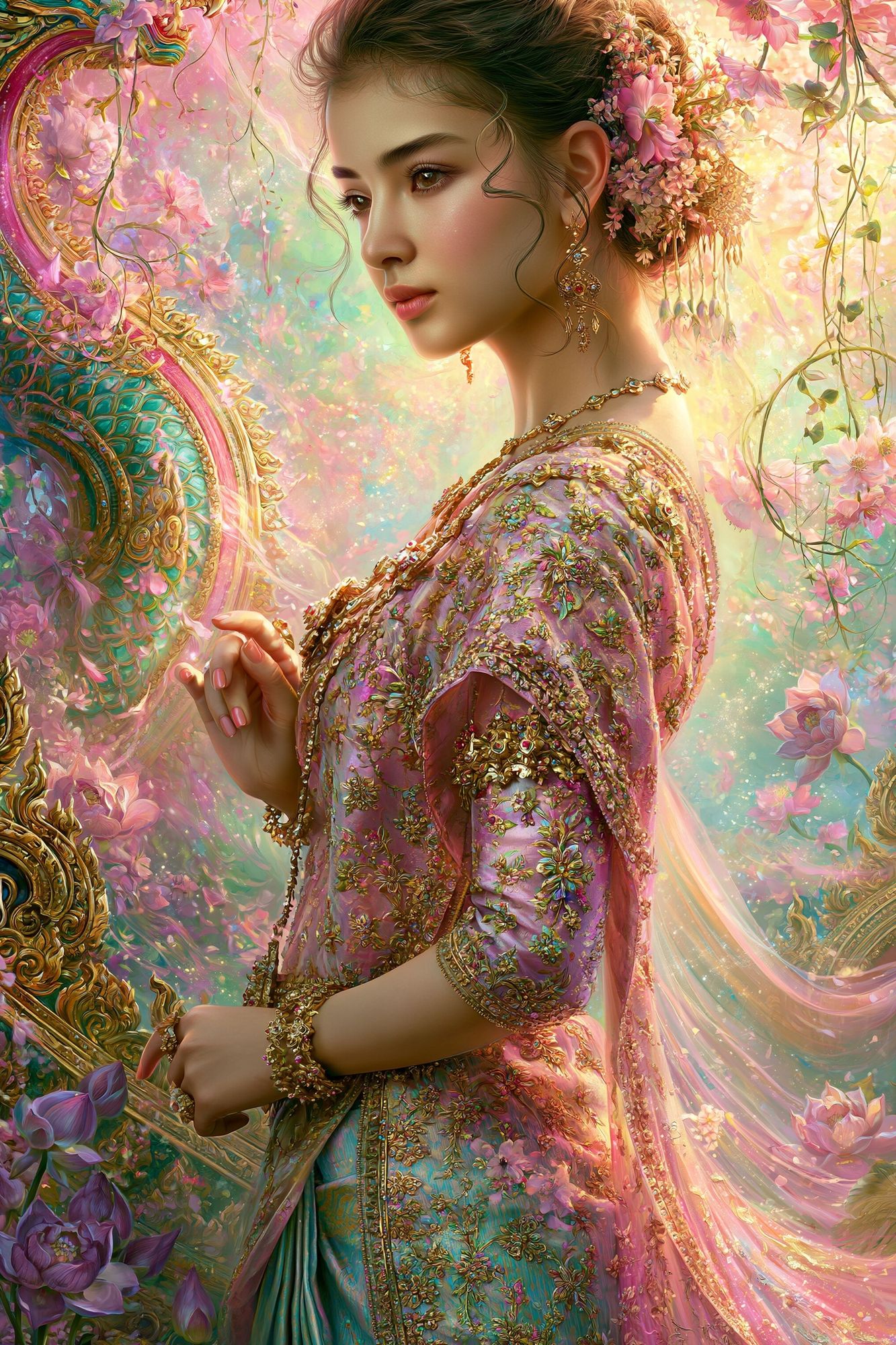 Floral Portrait Fantasy Illustration Poster. poster — illustration art