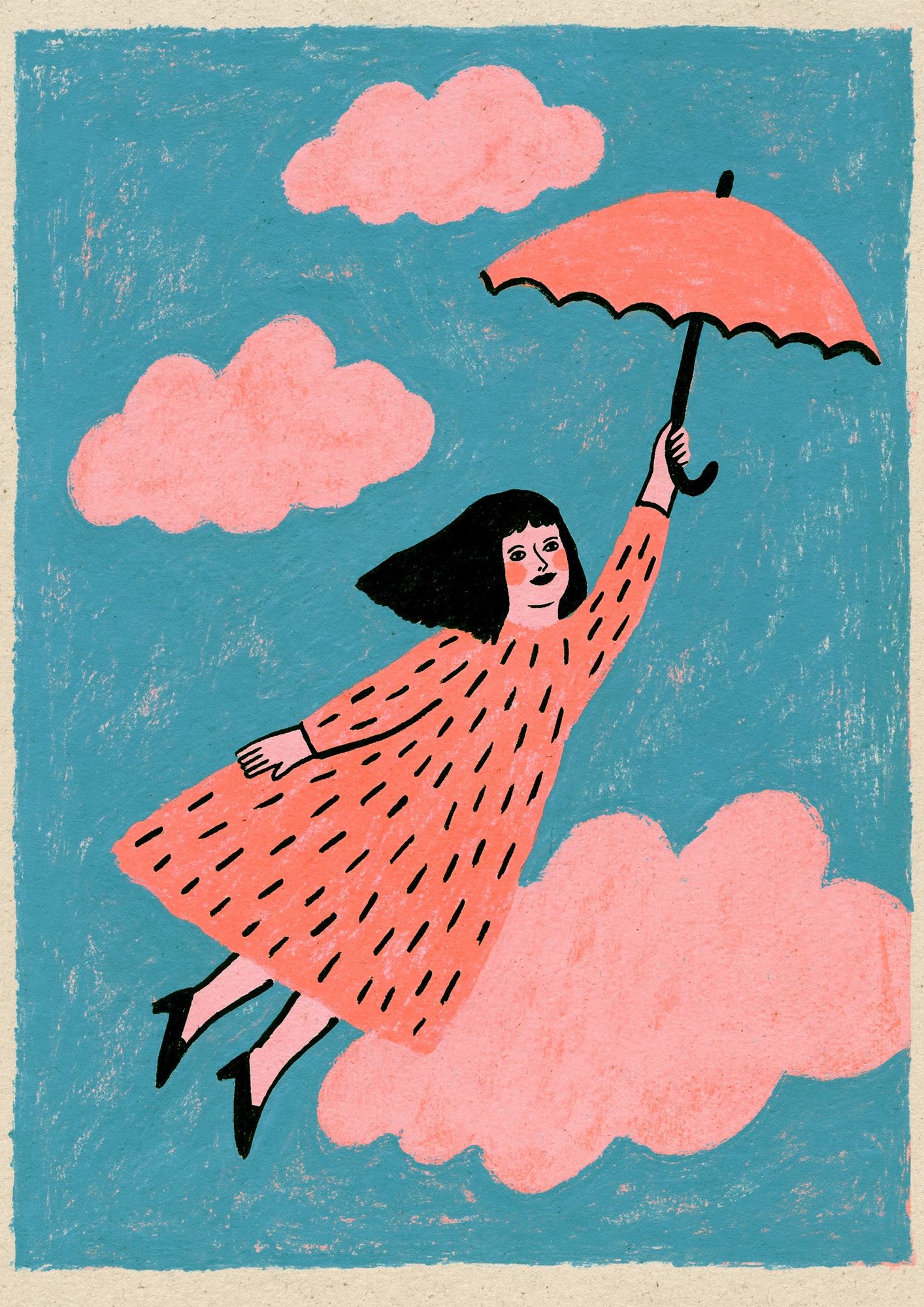 Girl in the Clouds Illustration Poster. poster detail