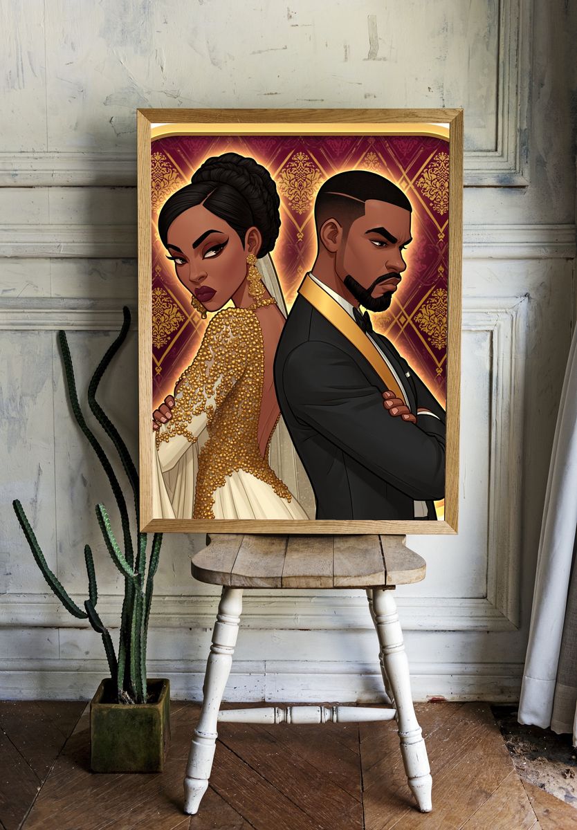 Elegant Couple Portrait Print. — room view 1