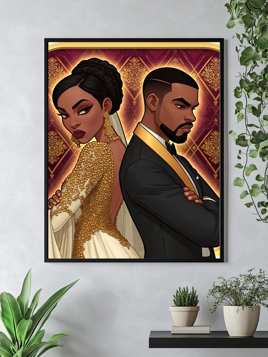 Elegant Couple Portrait Print. — room view 4