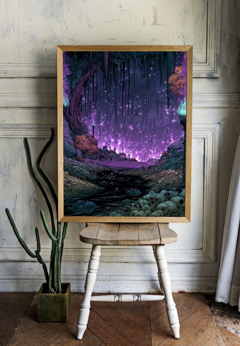 Enchanted Cavern Glow Illustration Poster. room preview