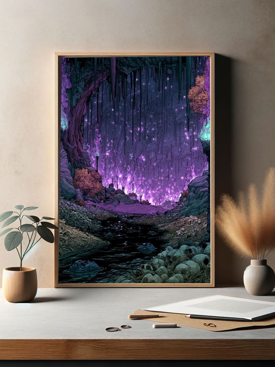 Enchanted Cavern Glow Illustration Poster. — room view 2