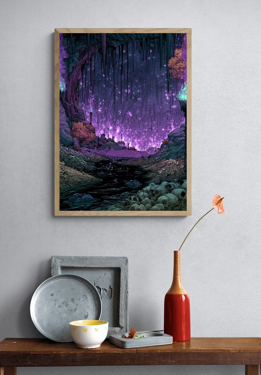 Enchanted Cavern Glow Illustration Poster. — room view 3