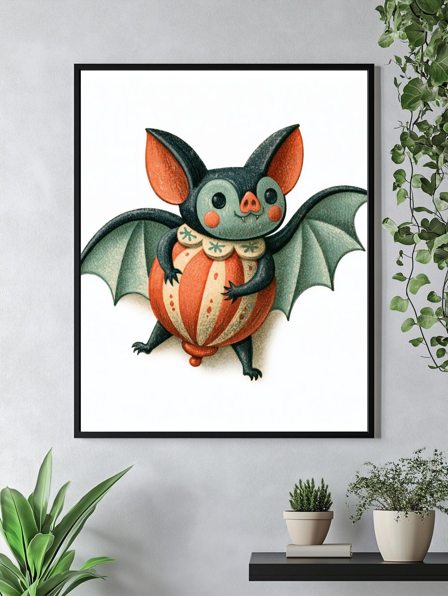 Halloween Bat Watercolor Print. — room view 4