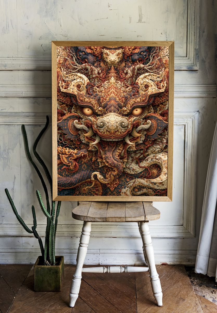 Ornate Dragon Guardian Illustration Poster. room preview