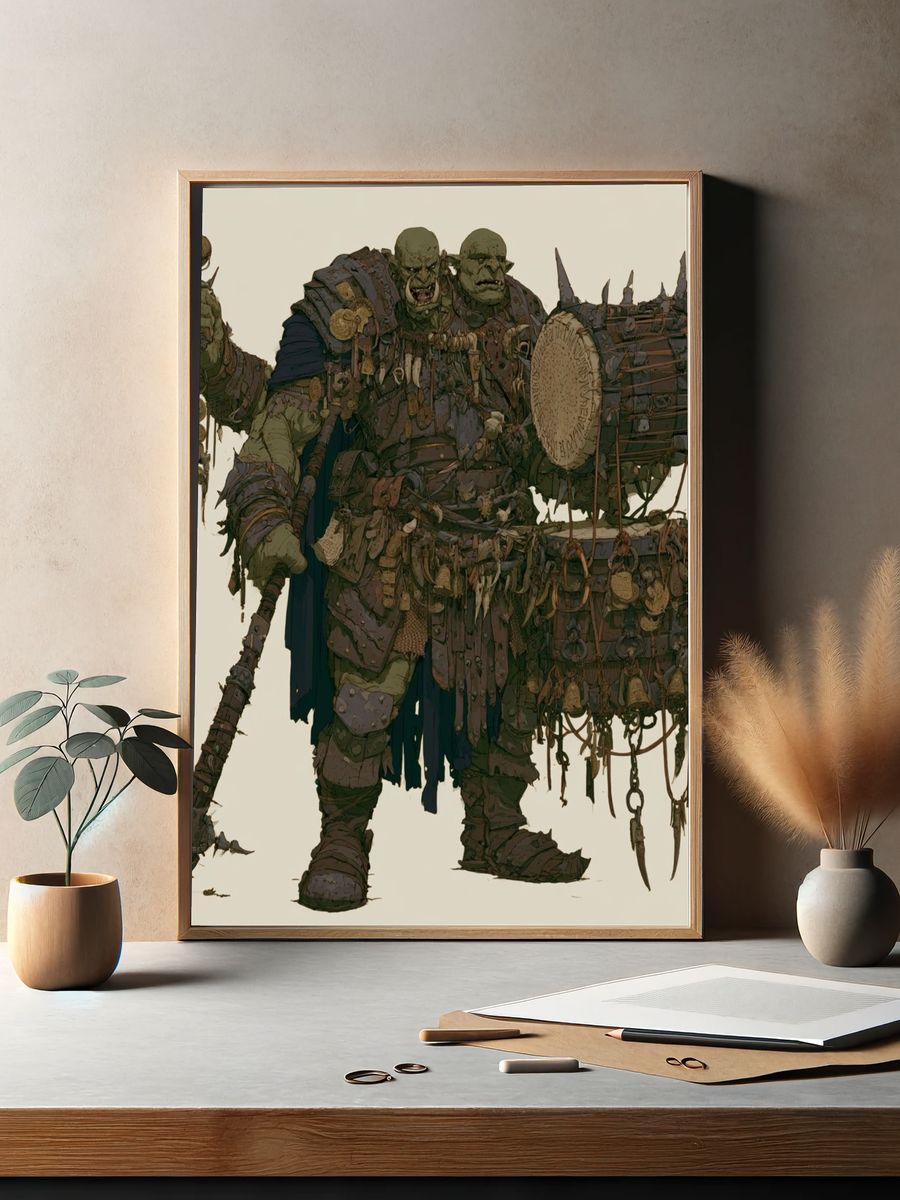 Orc Shaman Fantasy Illustration Poster. — room view 2