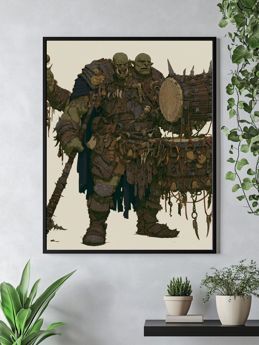 Orc Shaman Fantasy Illustration Poster. — room view 4