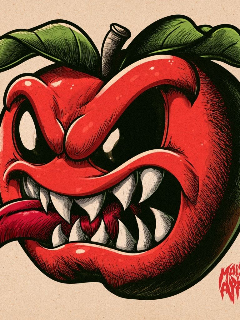 Angry Apple Illustration Poster. poster — illustration art
