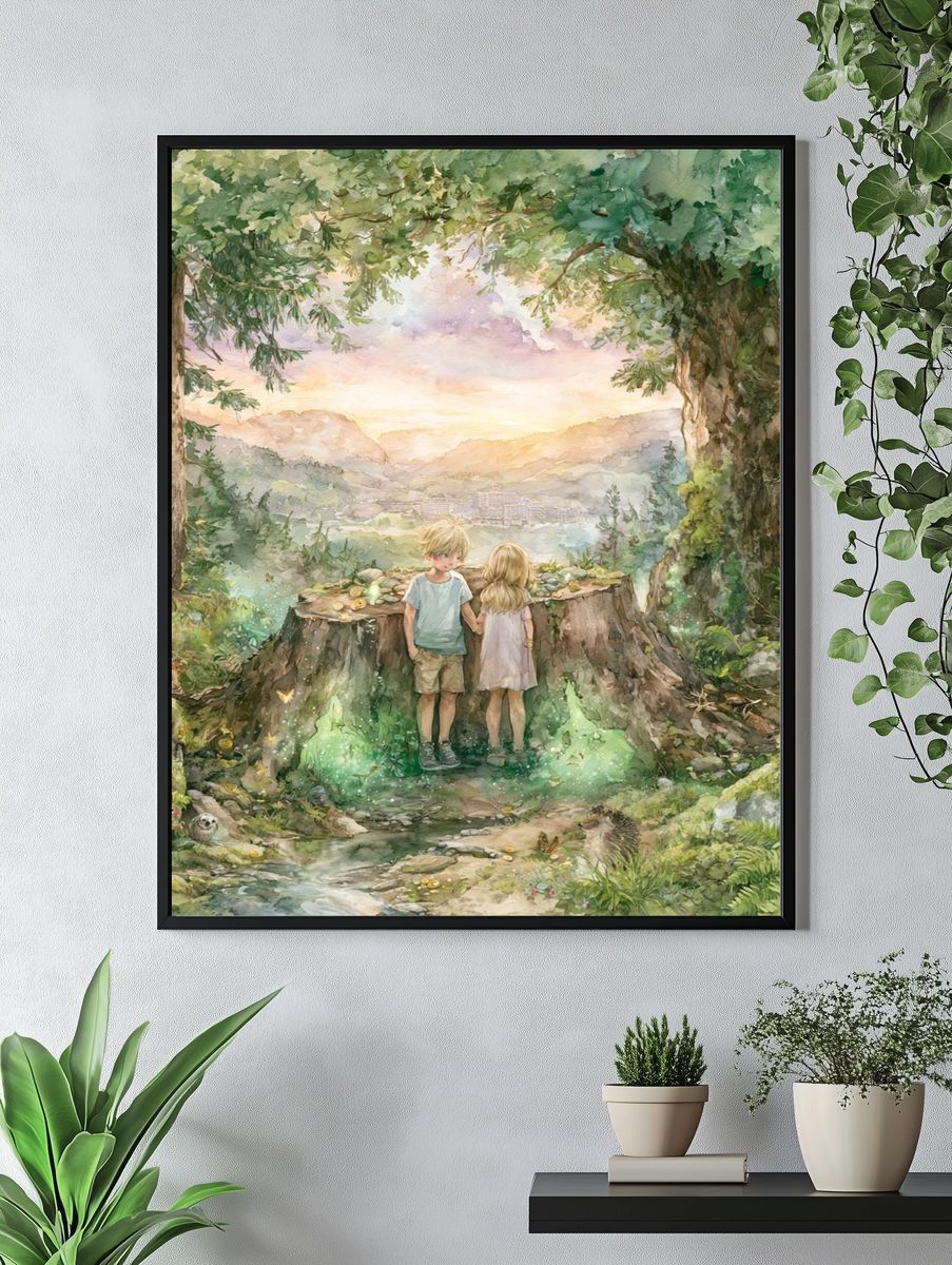 Enchanted Forest Children Watercolor Print. — room view 4
