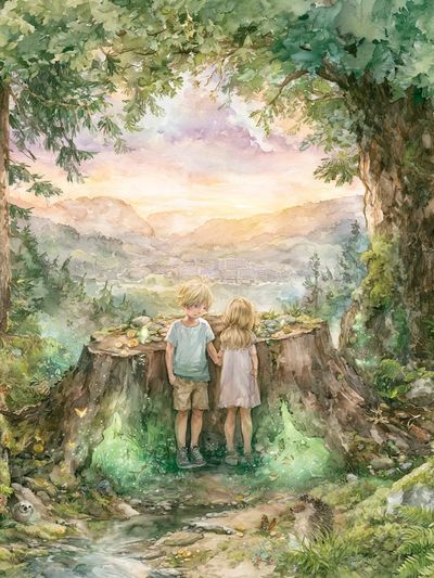 Enchanted Forest Children Watercolor Print.