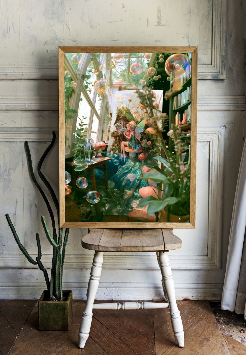 Enchanted Fairy Garden Illustration Poster. — room view 1