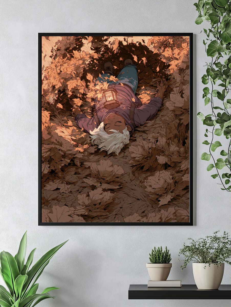 Autumn Leaf Sleep Illustration Poster. — room view 4
