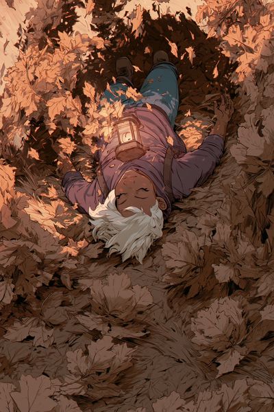 Autumn Leaf Sleep Illustration Poster.
