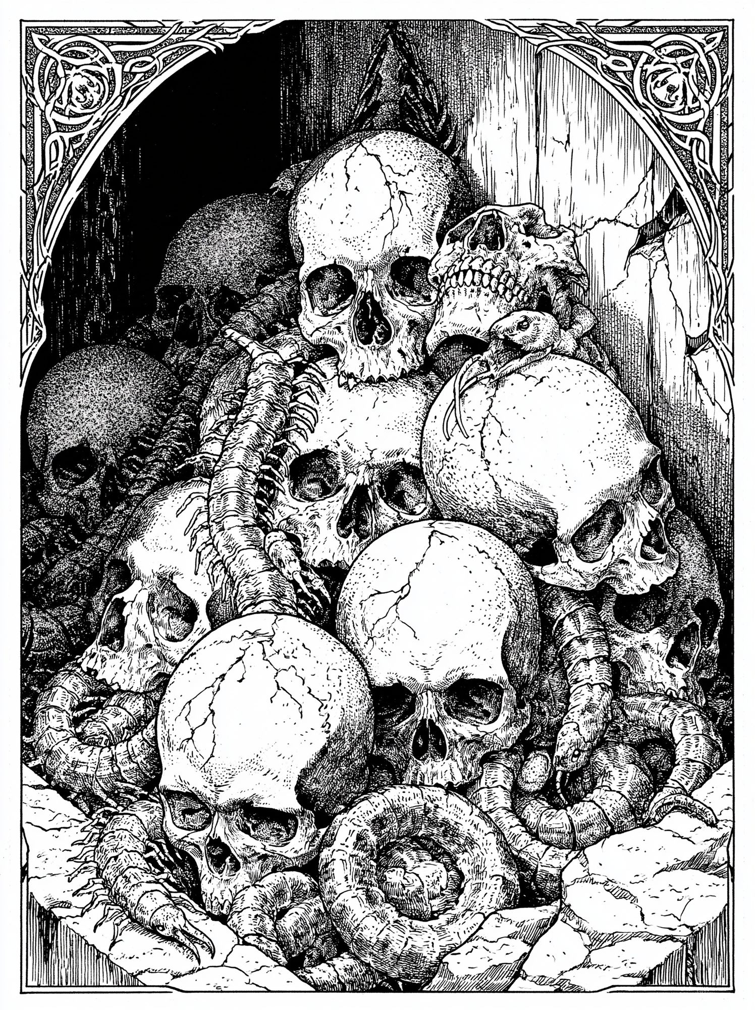 Skull Pile Gothic Illustration Poster. poster — illustration art