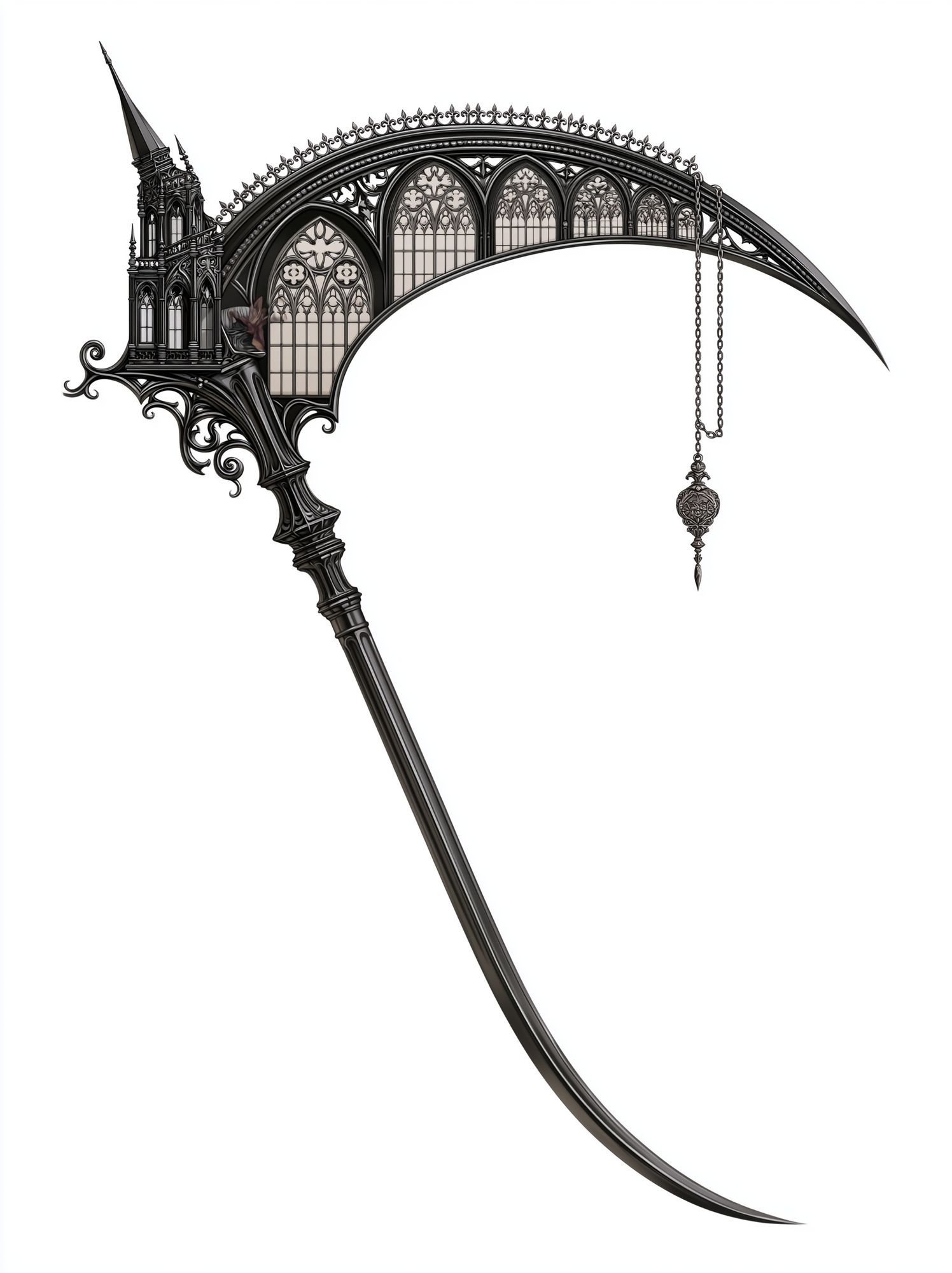 Gothic Scythe Illustration Poster. poster detail