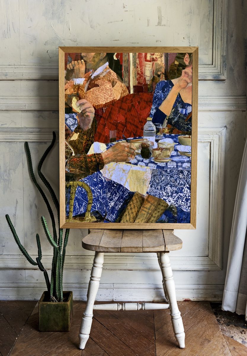 Café Conversation Collage Poster. room preview