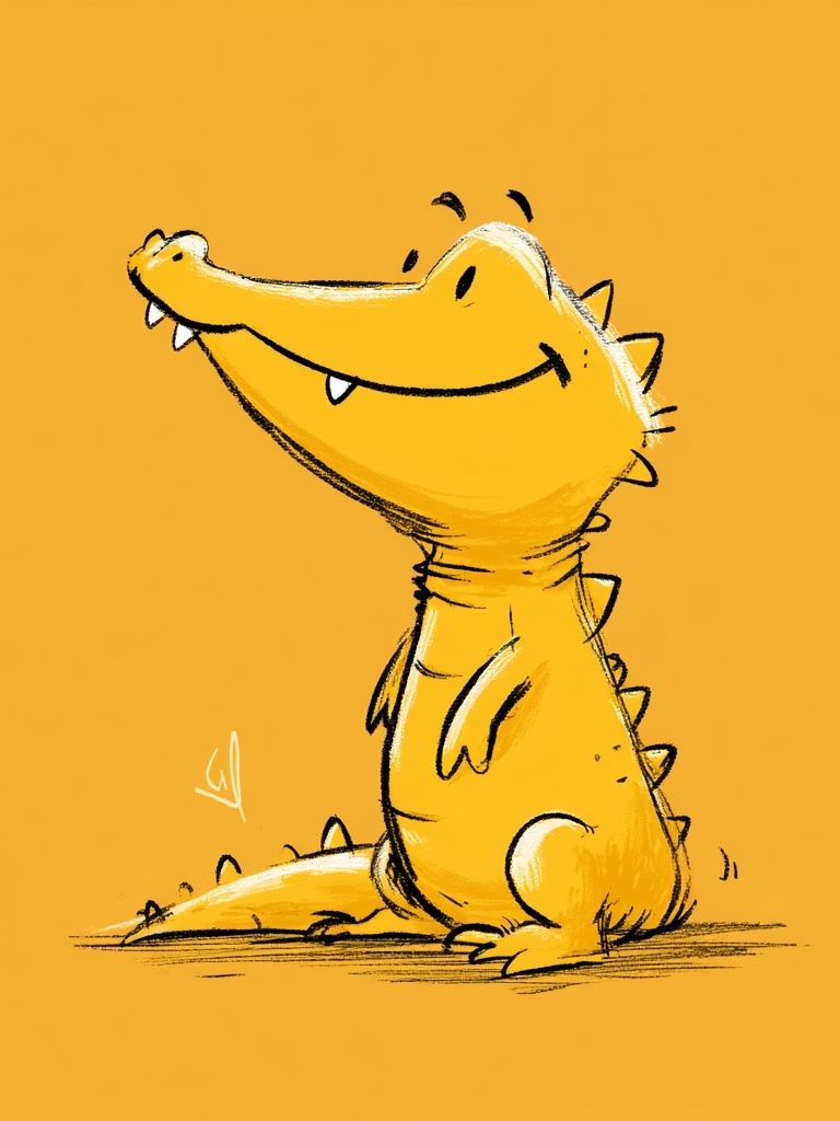 Smiling Crocodile Illustration Poster. poster detail