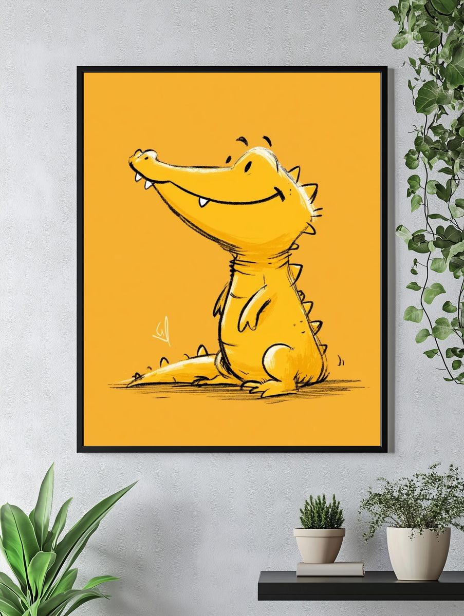 Smiling Crocodile Illustration Poster. — room view 4
