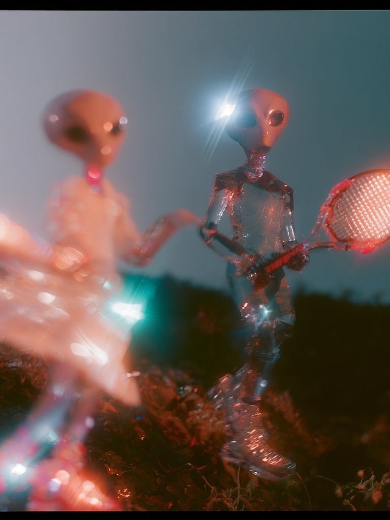 Alien Tennis Match Digital Art Poster. poster — illustration art