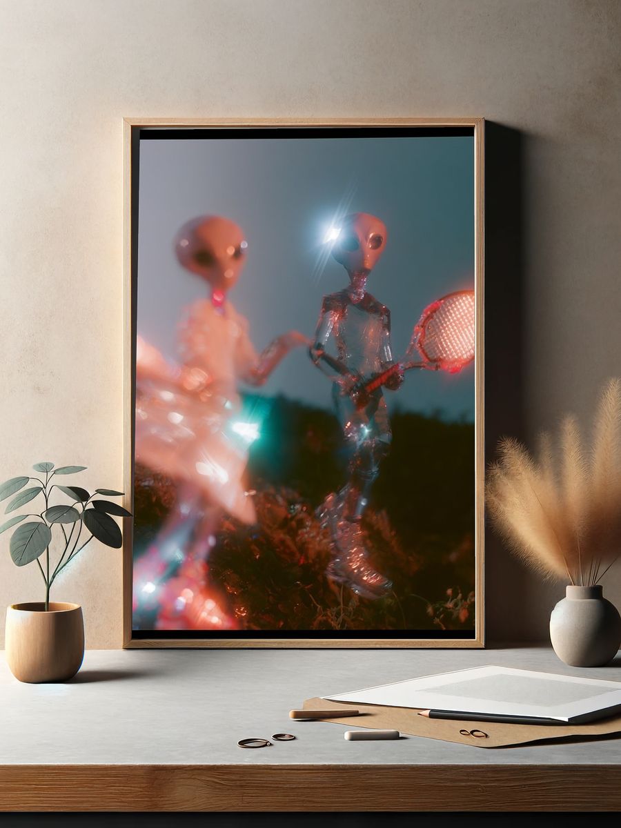Alien Tennis Match Digital Art Poster. — room view 2