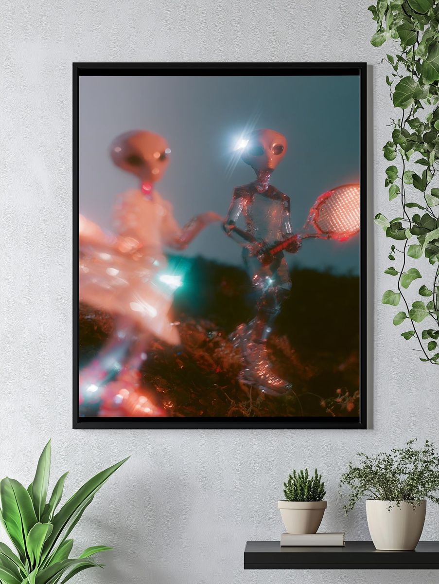Alien Tennis Match Digital Art Poster. — room view 4