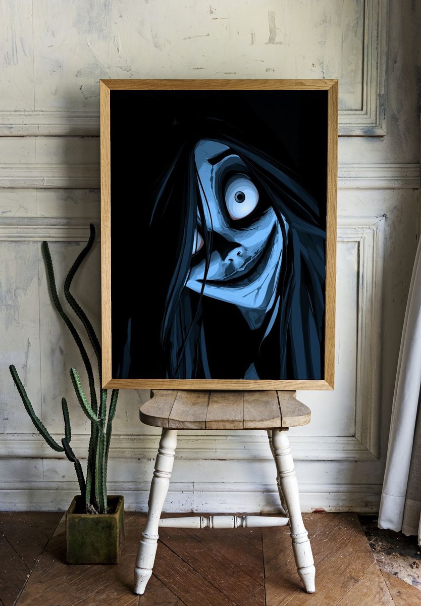 Creepy Blue Mask Illustration Poster. room preview