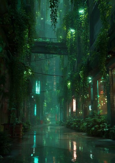 Neon Jungle Alley Poster.