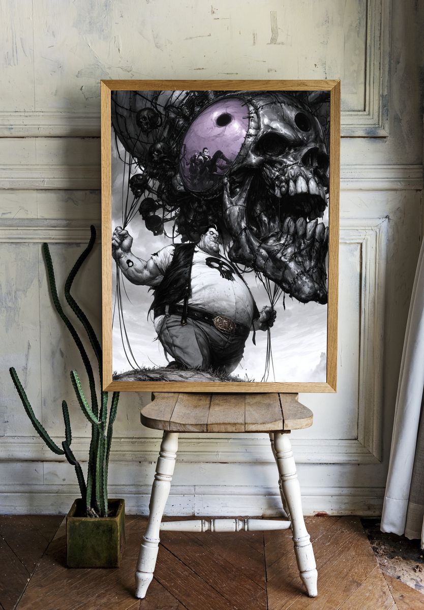 Surreal Skull Balloon Print. room preview